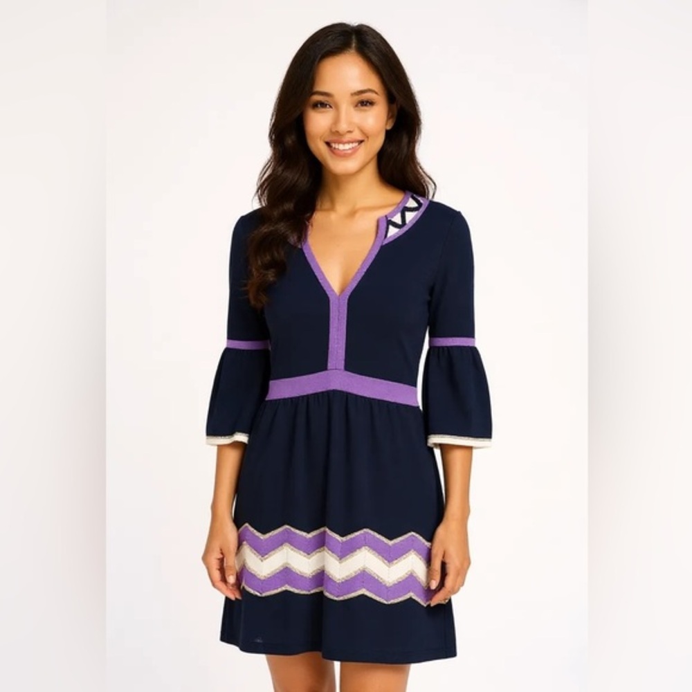 Milly Merino Wool Blend Sweater Dress Chevron S